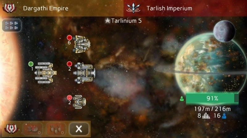 Uciana gameplay screenshot featuring enemy ships