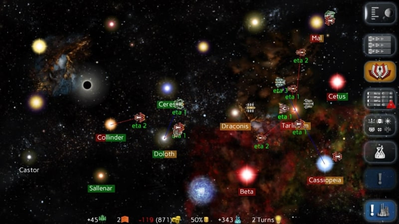 Uciana gameplay screenshot showing resource management