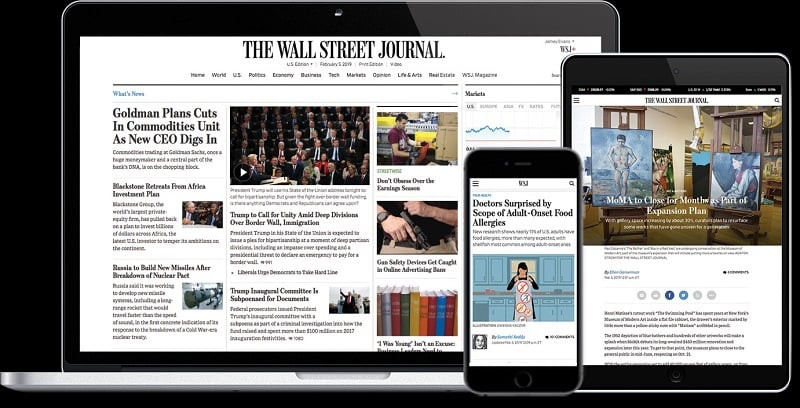 Ứng dụng The Wall Street Journal trên điện thoại