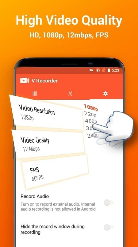 V Recorder MOD Android - Thời gian ghi hình không giới hạn