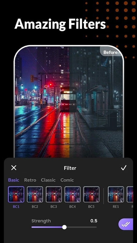 Vidma Editor filter options