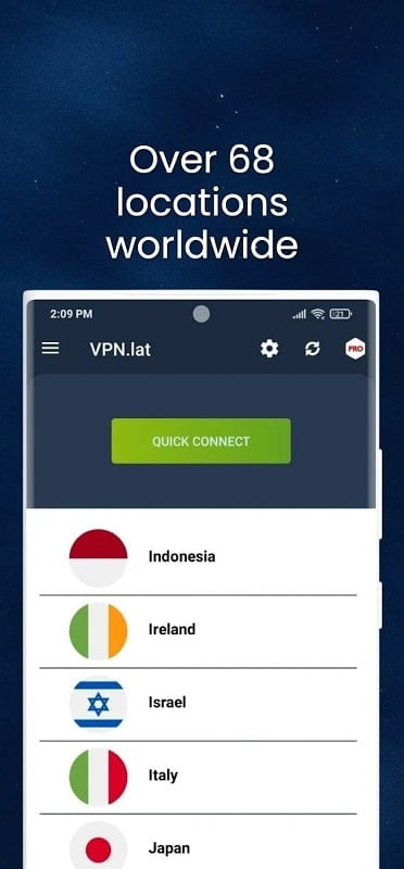 VPN.lat mod android - Connect to global proxy servers