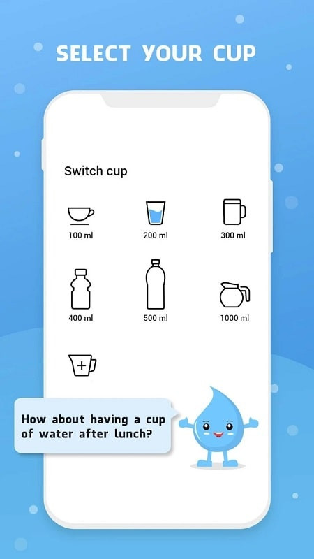 Water Reminder MOD APK App Interface