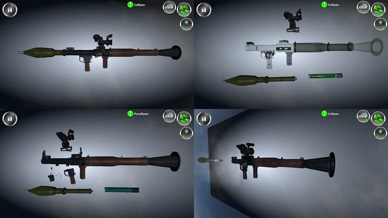 Weapon Stripping MOD APK screenshot showcasing different firearms