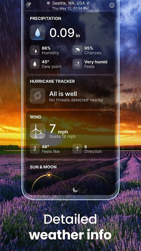 Weather Live MOD APK displaying real-time weather updates