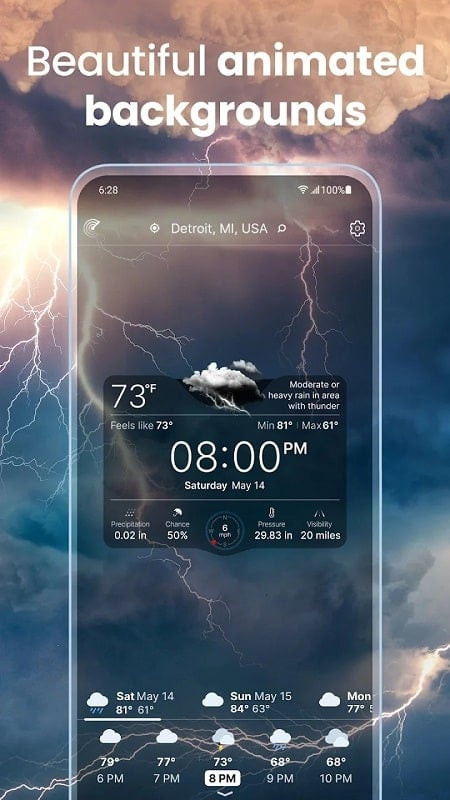 Weather Live MOD APK showing detailed weather information