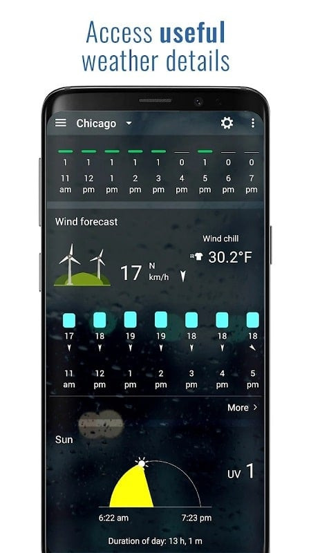 Customizable weather widget on the home screen