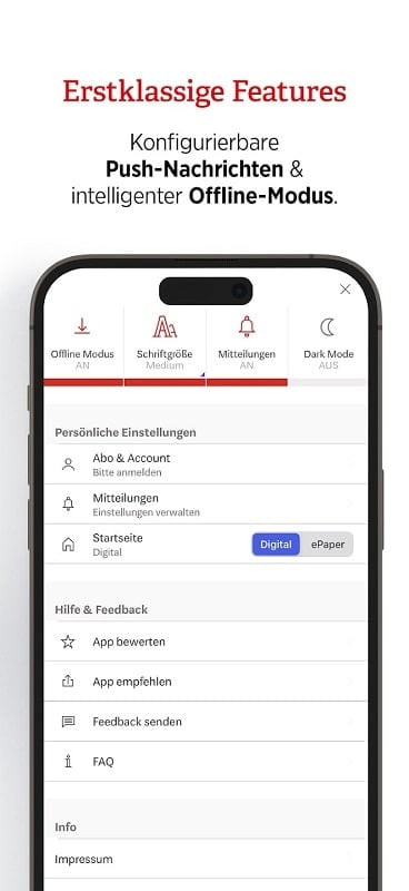 WirtschaftsWoche app interface showing free premium features