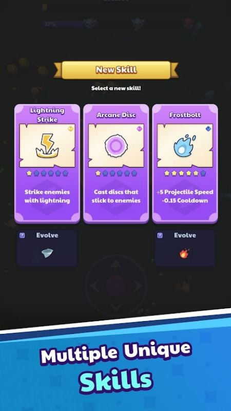 Wizard Hero skill cards screenshot