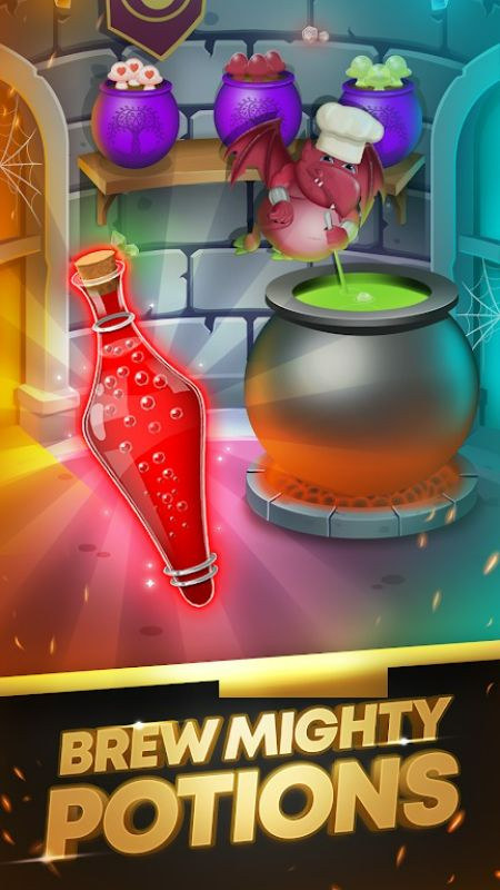 WizQuest MOD APK screenshot showing the potion brewing screen