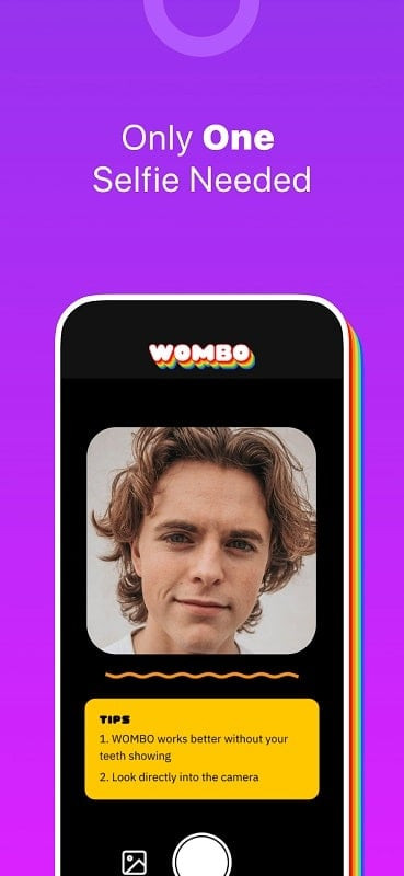 Selecting a photo in Wombo