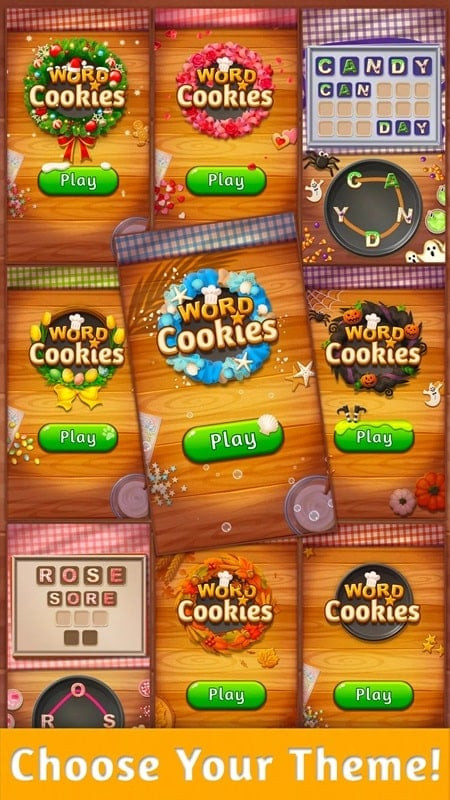 Word Cookies MOD APK gameplay on different levels