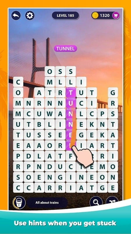 Word Surf gameplay with highlighted words