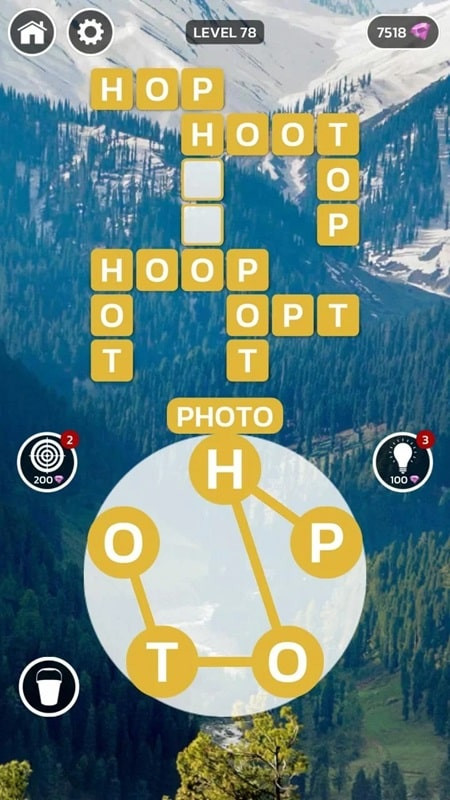 Using the hint feature in Wordlution MOD APK to find words