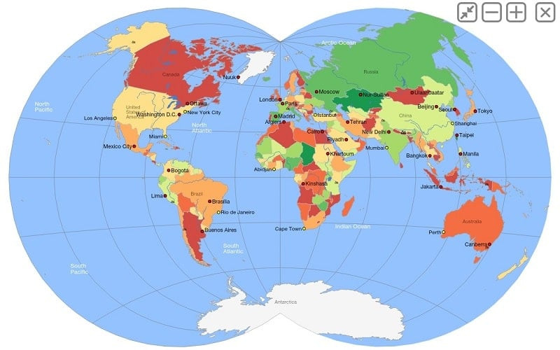 Detailed country information screen in World Atlas MxGeo Pro