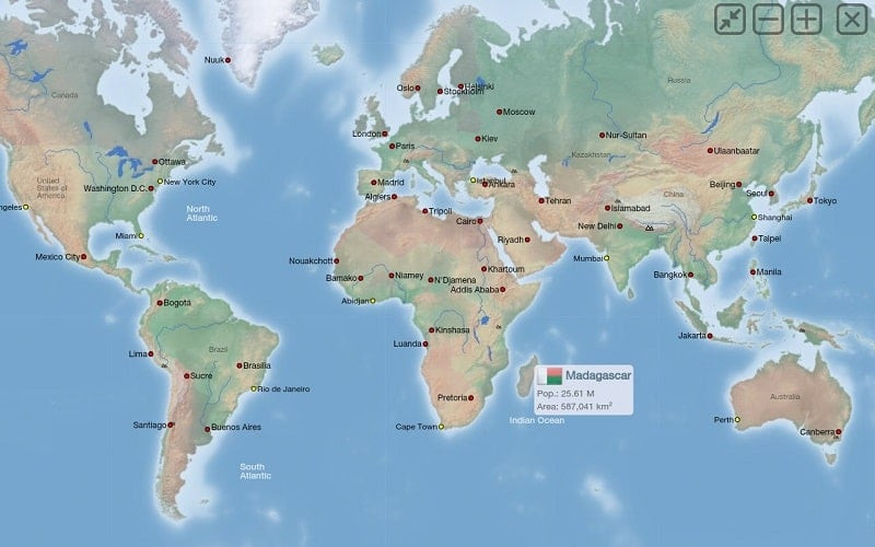 Political and continental information in World Atlas MxGeo Pro