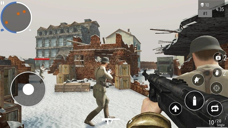 World War 2 Shooter MOD APK screenshot showing a soldier aiming