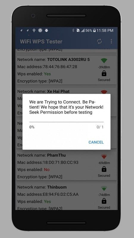 WPS WPA Tester MOD APK Android Screenshot