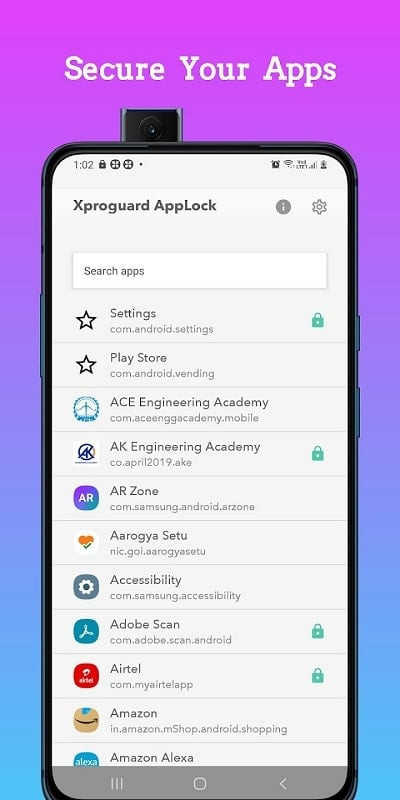 Xproguard AppLock security options