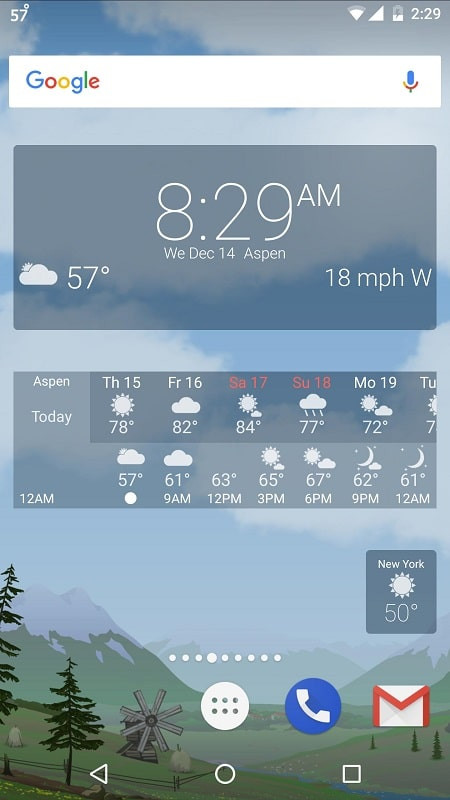 YoWindow Weather Unlimited app on Android device