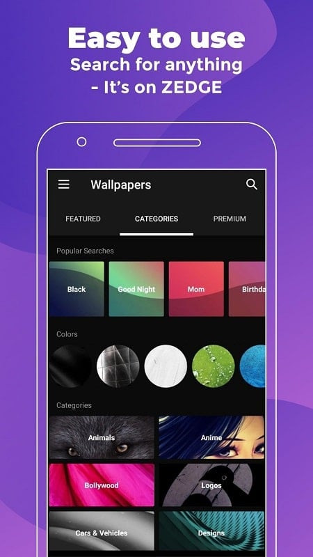 ZEDGE Wallpapers & Ringtones displaying a selection of ringtones