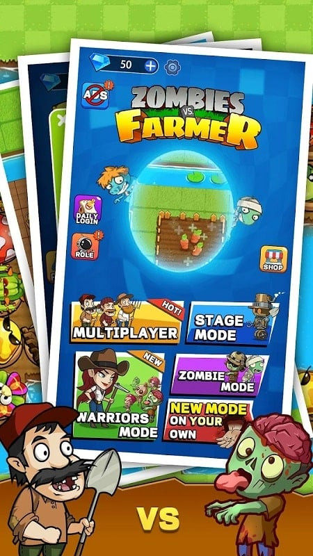 Defeating Zombies in Zombies vs. Farmer MOD APK