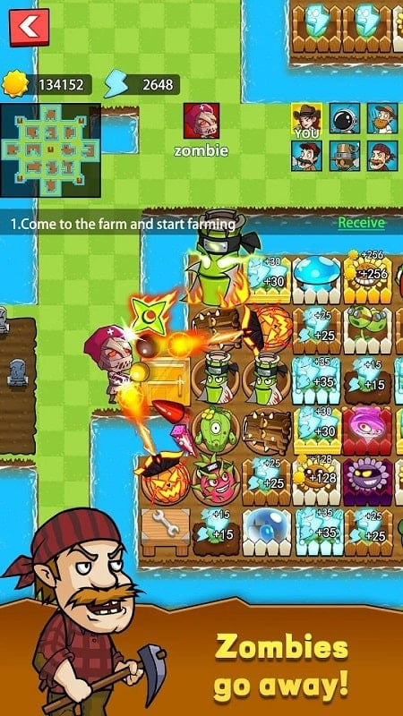 Upgrading Plants in Zombies vs. Farmer MOD APK